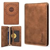 Denior Magnetic Card Holder, RFID Slim for MagSafe Wallet 2 Card Slots, Magnetic Compatible Slim for iPhone 17/16/15/14/13/12 Series Phone Wallet (Brown)