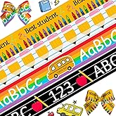 Amazon.com: FYSUIMU 4 Rolls Back to School Wired Edge Ribbons ABC ...