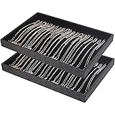 Julysky 2 Pcs/set Stackable Jewelry Organizer Trays，Necklace Tray+Necklace Tray, Jewelry Displays for Selling,Black