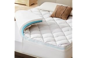Bedlore Mattress Topper King Size, 4 Inch Memory Foam Mattress Topper Dual Layer Medium Support, 2 Inch Cooling Gel Memory Fo