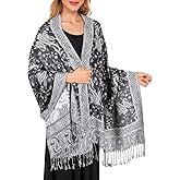 MUQU Women Pashmina Shawls and Wraps Scarf Soft Silky Reversible Paisley Scarves Shawl for Women