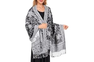 MUQU Women Pashmina Shawls and Wraps Scarf Soft Silky Reversible Paisley Scarves Shawl for Women