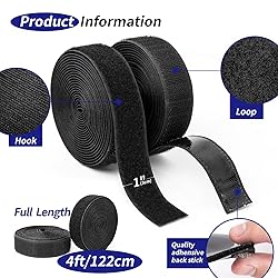 Art3d 4ft x 1 in. Hook and Loop Rolls Sticky