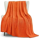 Whale Flotilla Extra Large Fuzzy Fleece Throw Blanket for Couch, 50x70 Inch Fluffy Warm Soft Jacquard Blankets for All Season, Lightweight and Cozy, Burnt Orange
