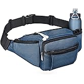 NOOLA Fanny Pack Waist Bag for Men Women, Lightweight Waist Pack with Water Bottle Holder, Adjustable Belt Bag with Multi-Pockets for Hiking, Dog Walking, Outdoor, Cycling, Running, Travel, Blue