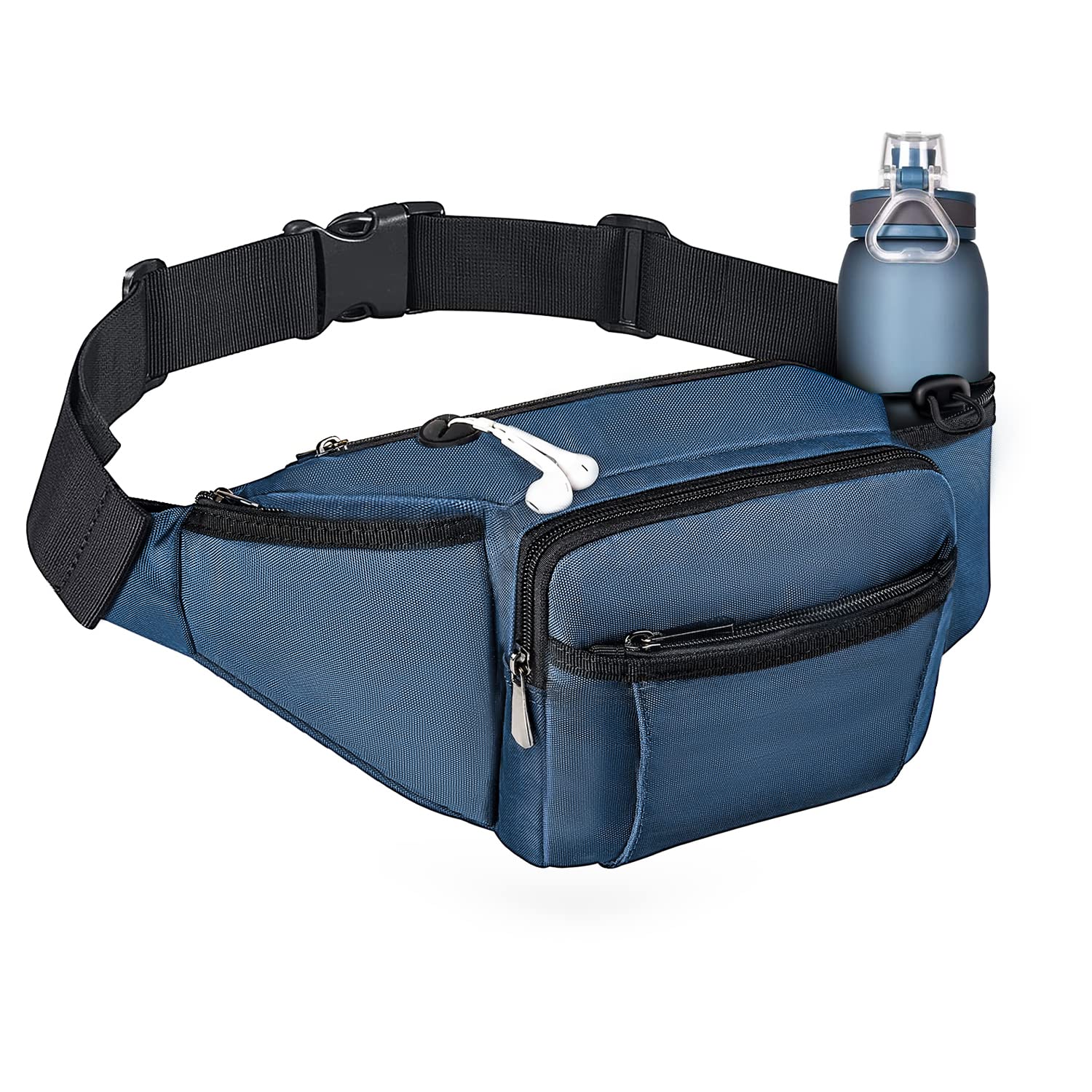 Photo 1 of NOOLA Fanny Pack Waist Bag for Men Women, Lightweight Waist Pack with Water Bottle Holder, Adjustable Belt Bag with Multi-Pockets for Hiking, Dog Walking, Outdoor, Cycling, Running, Travel, Blue