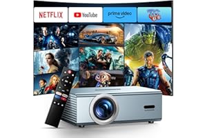 OWNKNEW [Compatible with Netflix & Dolby Audio] Smart Projector with WiFi6 and Bluetooth5.3, Electric Focus & Auto Keystone 4K Support, High Brightness Movie Projectors, Native 1080P Proyector Built-in Apps