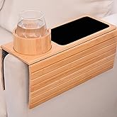 BEIYUANYA Bamboo Couch Arm Tray – Detachable Non-Slip Sofa Cup Holder & Snack Tray, Foldable and Multifunctional for Couch and Recliner