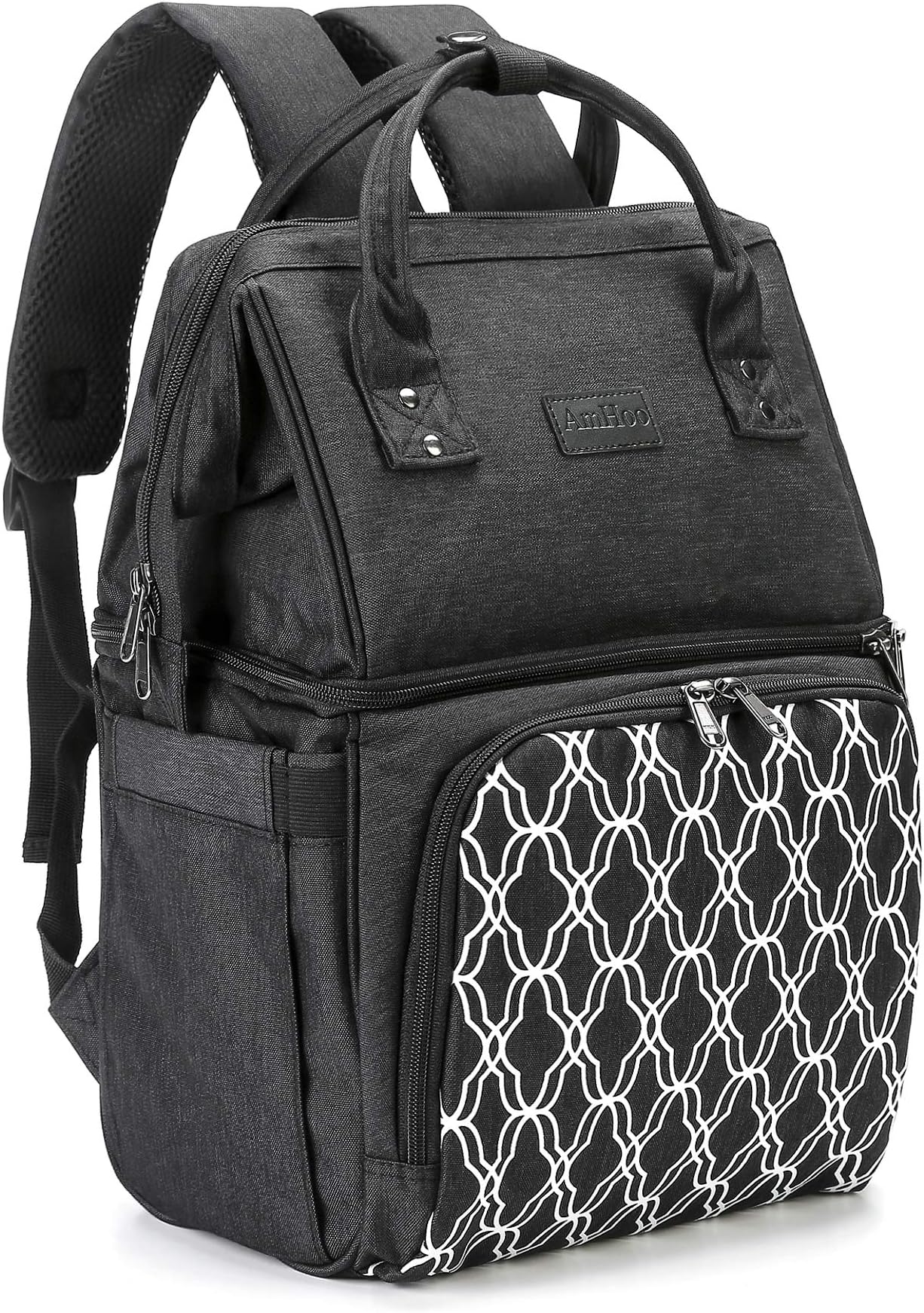 AmHoo Insulated Lunch Box Cooler Backpack Waterproof Leak-proof Lunch Bag Tote For Men Women Hiking Beach Picnic Trip with Strongest YKK Zipper Black