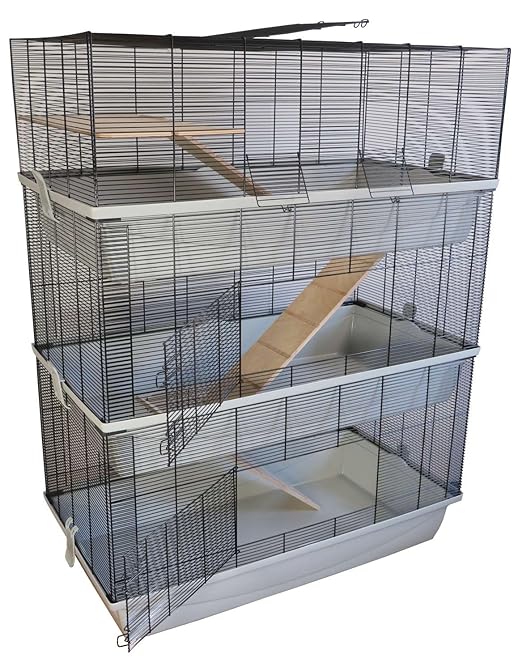 PETGARD Mäuse- und Hamsterkäfig Carlos Sky mit 3 Etagen und 7 mm Verdrahtung