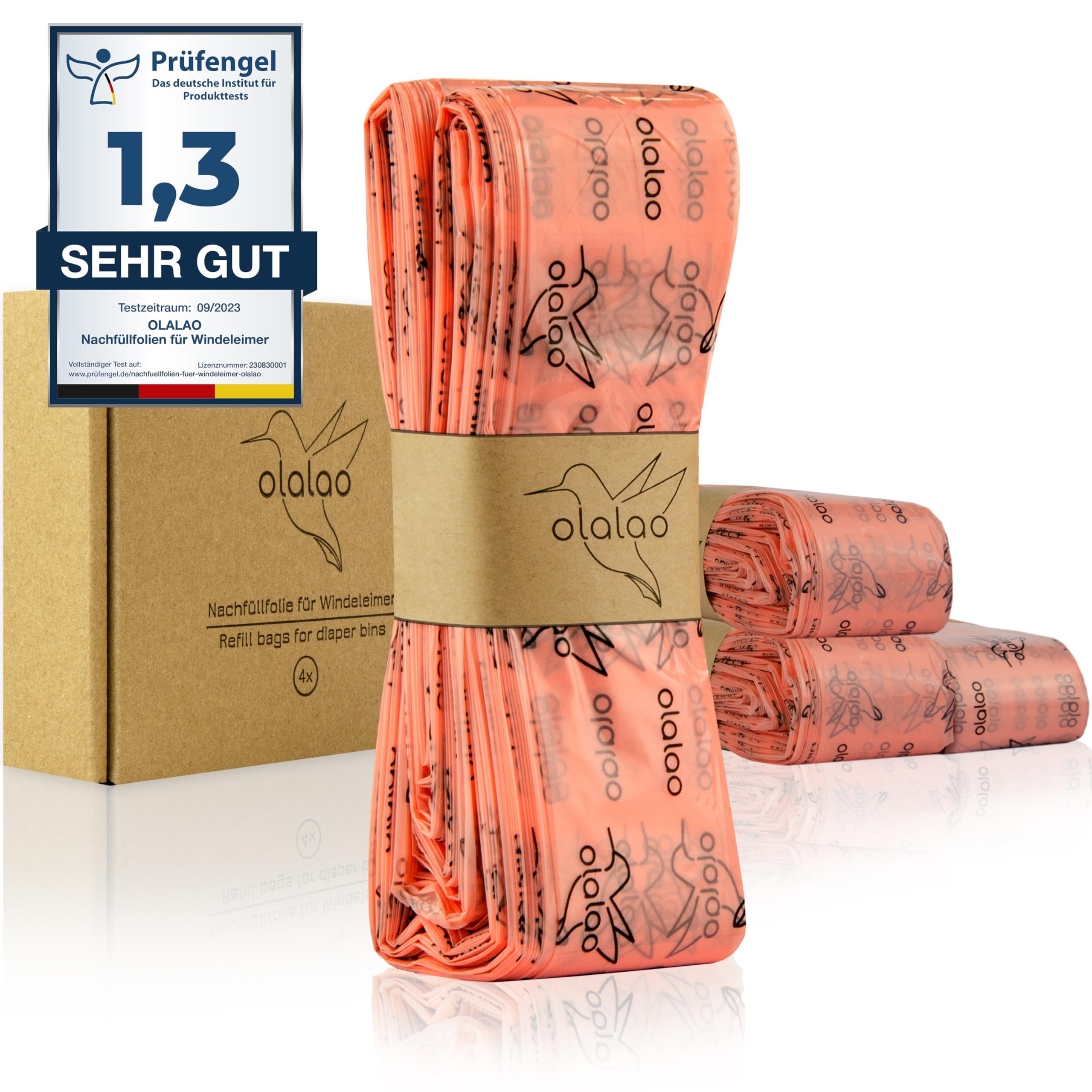 olalao Refill Film for Nappy Bin 4-Pack - Compatible with Tommee Tippee Twist & Click Refill Cassettes and More (Pack of 4)