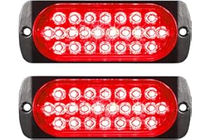 Partsam 2Pcs 4.4" Red 24 LED Trailer Side Marker Clearance Light, Aluminum Housing Stop/Brake/Turn Signal/Tail Lights for Tra