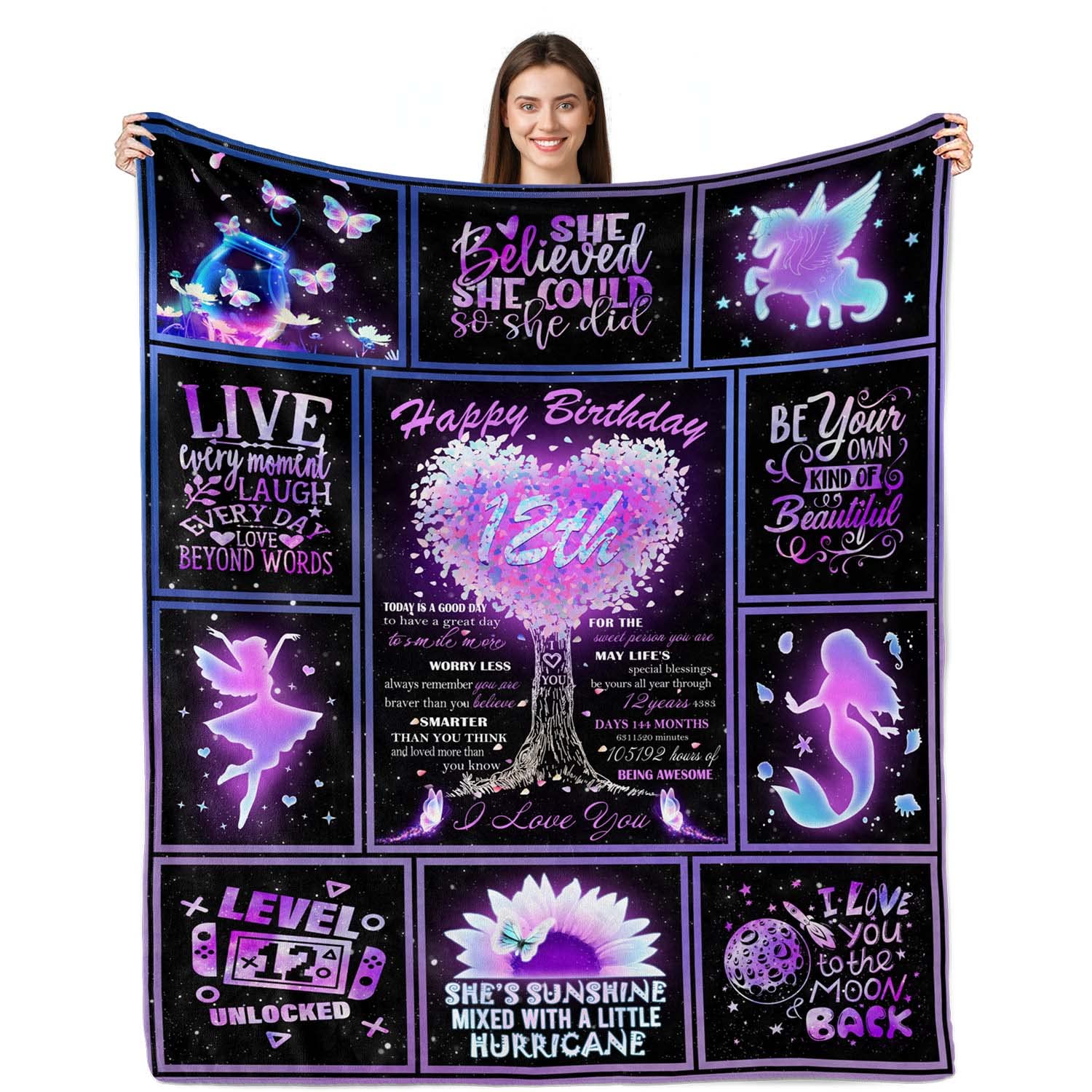 12 Year Old Girl Birthday Gift 12th Birthday Decorations Throw