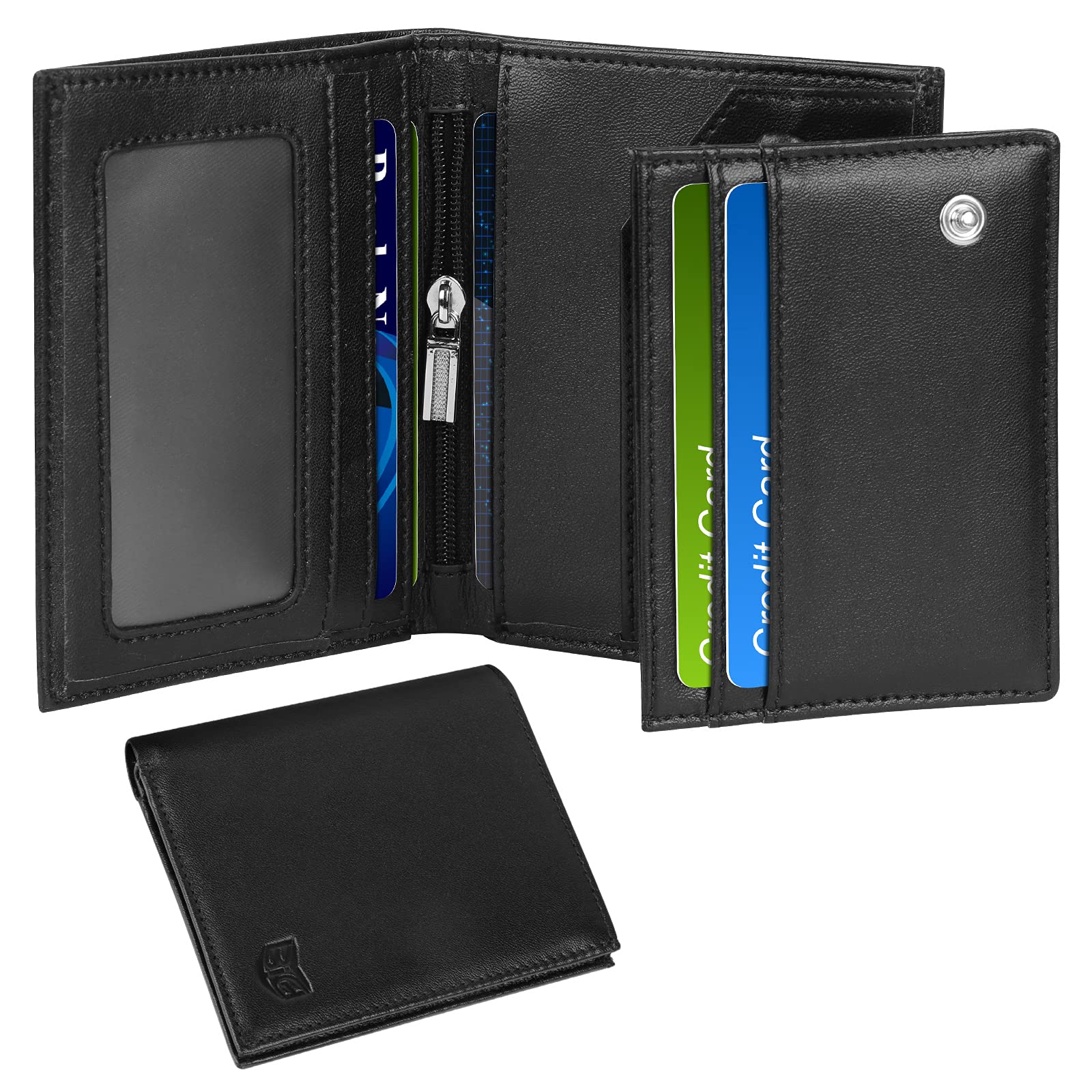 BVIGE Mens Wallets, Mens Wallets Leather with Coin Pocket, Bifold RFID Mens Wallet Leather, Wallet Mens Slim with 5 Card Holder 2 ID Window, Men's Wallets with Gift Box (Black)