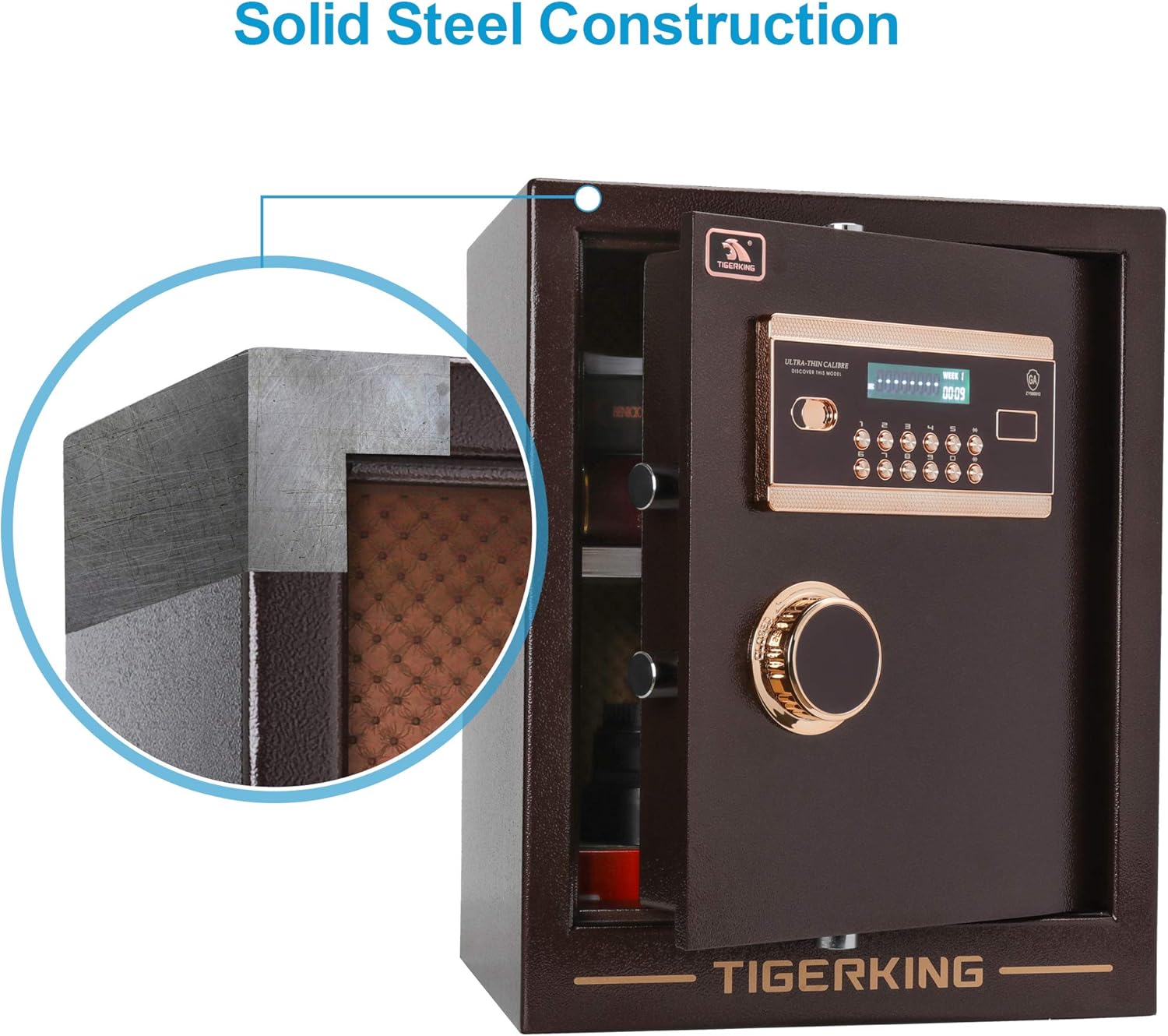 TIGERKING Digital Security Safe Box Solid Alloy Steel Construction Large Safe for Home Office Hotel 1. 34 Cubic Feet - - 