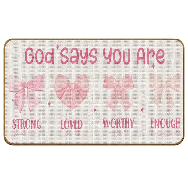 SKIPTIGER PINK PREPPY COQUETTE BOW DOORMAT,PINK BOW WELCOME...