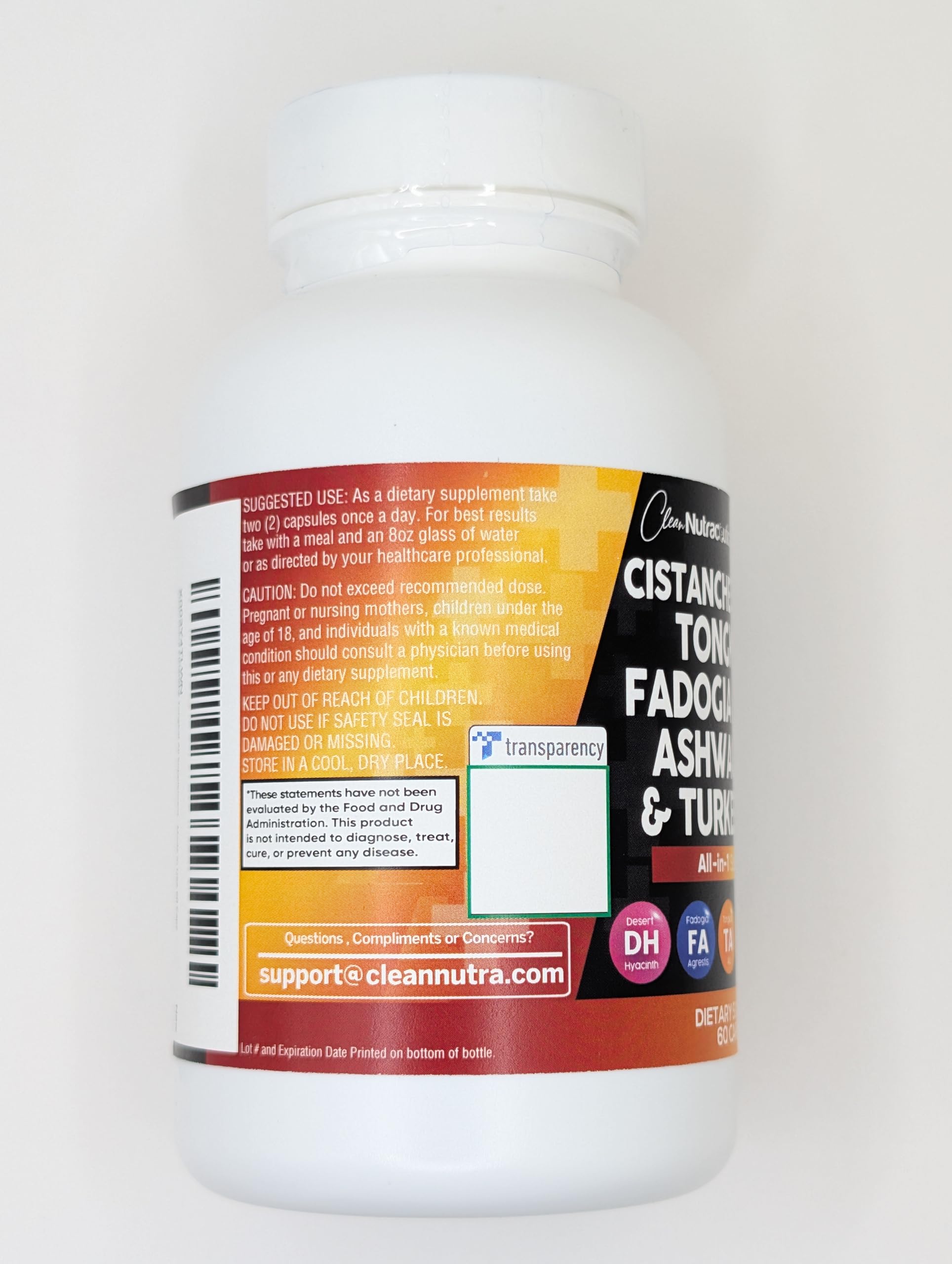 Clean Nutra Cistanche Tribulosa Fadogia Agrestis Tongkat Ali Turkesterone Pills Ashwagandha Capsules Supplement for Men - 60 Count