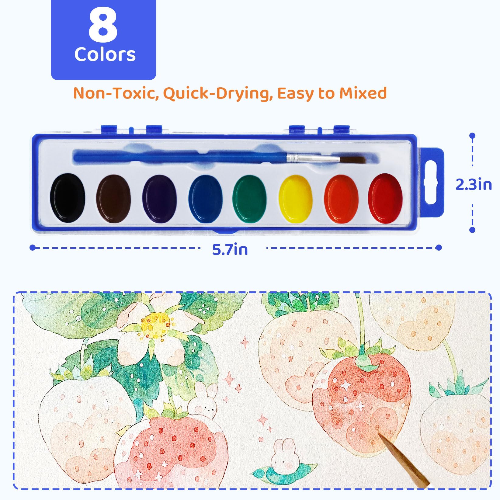 40 Pack Watercolor Paint Set Bulk -Kids Watercolor Paint Set with Brushes | Washable Non-Toxic Water Color Paint Sets for Kids Bulk, Adults, Classrooms, Parties & Art Activities.