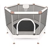 Square House Kids Trampoline, Aesthetic Indoor and Outdoor Toddler Trampoline with Safety Net, Basketball Hoop, 220lb Capacity, Ultra Safe No-Gap Design, Gifts for Boys &amp; Girls
