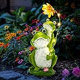 GIGALUMI Solar Garden Statues Loving Frog Garden Decor Figurine Lights for Outside, Yard Decorations Outdoor Patio Decor, Gardening Gifts for Women