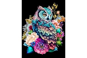 croshom Owl Diamond Art Painting Kits for Adults, Owl Flower Full Drill gem Art Paintings for Beginners, Round 5D Paint with Diamonds Pictures Gem Art Painting Kits DIY Crafts Kits 12x16in