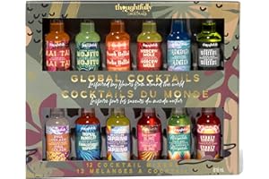 Thoughtfully Cocktails, Global Cocktail Mixer Set, Vegan and Vegetarian, Flavors Margarita, Moscow Mule and More, Set of 12 (