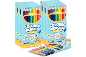 Toidgy 144 Count Colored Pencils for Kids, 12 Packs Colored Pencils Bulk 12 Colors, Pre-sharpened Color Pencils for Adults, Bulk School Supplies for Teachers, Back to School Supplies, Classroom Prizes