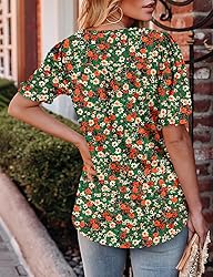 KISSMODA Women's Tunic Tops Casual V Neck Short