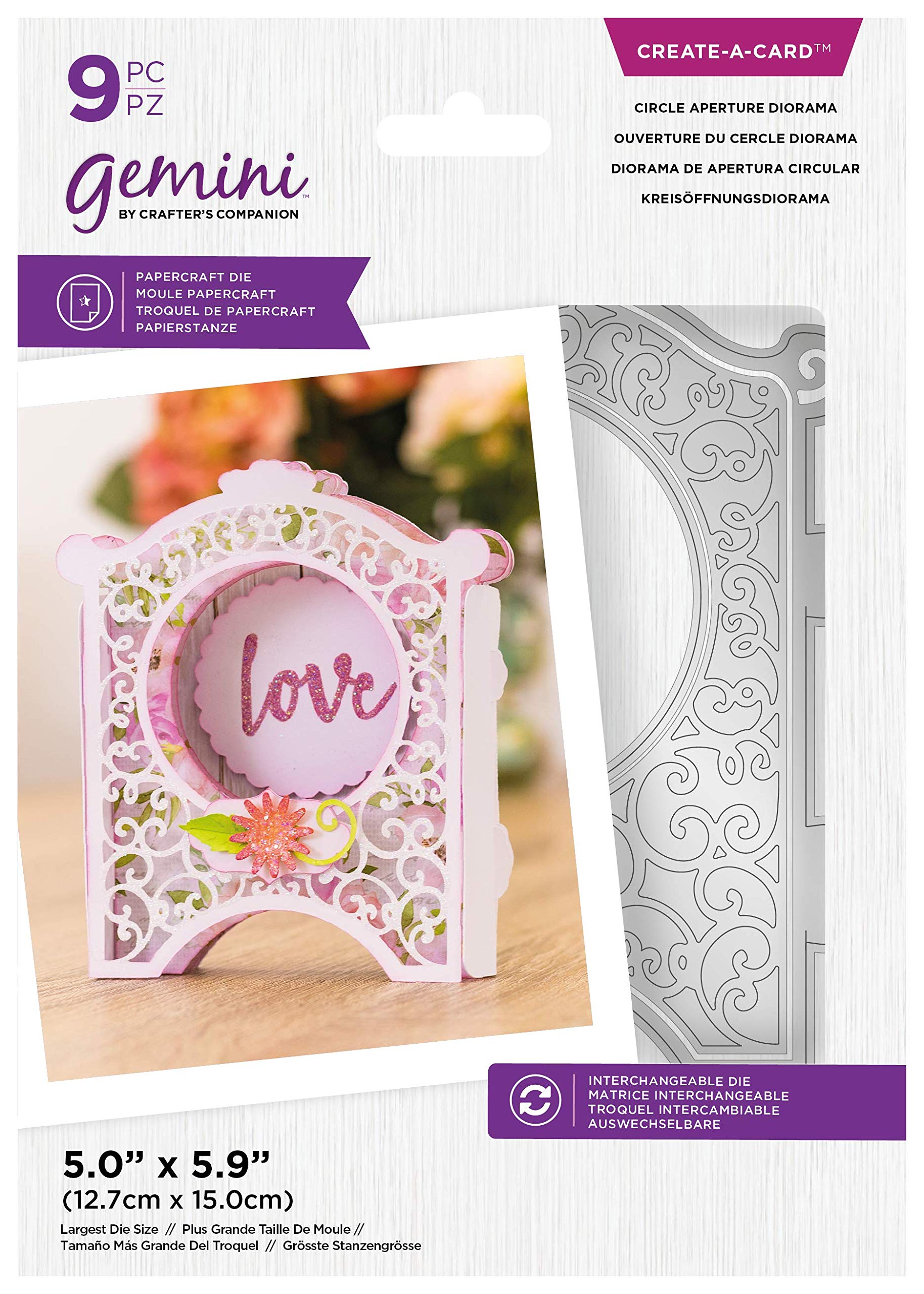 Crafter's Companion Gemini Interchangeable Create a Card Metal Die-Circle Aperture Diorama, Silver, One Size