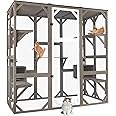 PetsCosset 71" Catio Outdoor Cat Enclosure, Large Wooden Weatherproof Outdoor Cat Enclosure for Indoor Cats, Outdoor Catios Attached to Window Catio for Cats, 7Platforms-71-Inch H