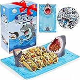 FUNGYAND Shark Sushi Plate – Hand-Painted Ceramic, Lead-Free & Food-Safe, 3-in-1 Multi-Functional Design, Includes 40 Shark S
