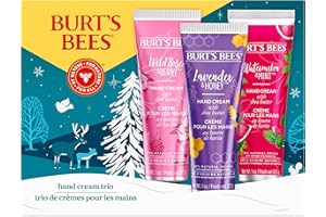 Burt's Bees Christmas Gifts, 3 Body Skincare Stocking Stuffers, Shea Butter Hand Cream Trio Set - Lavender Honey, Watermelon Mint & Wild Rose Berry (3-Pack)