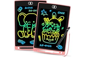 RCOVASC 2 Pack LCD Writing Tablet, 8.5 Inch Colorful Doodle Board Drawing Tablet for Kids, Kids Travel Games Activity Learning Toy Birthday Gifts for Age 2 3 4 5 6 7 8 Year Old Boys and Girls Toddler -Pink