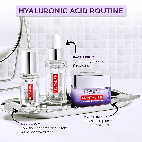 L’OREAL PARIS REVITALIFT 1.5% PURE HYALURONIC ACID FACE SERUM, HYDRATE & REDUCE WRINKLES, FRAGRANCE FREE 1 OZ
