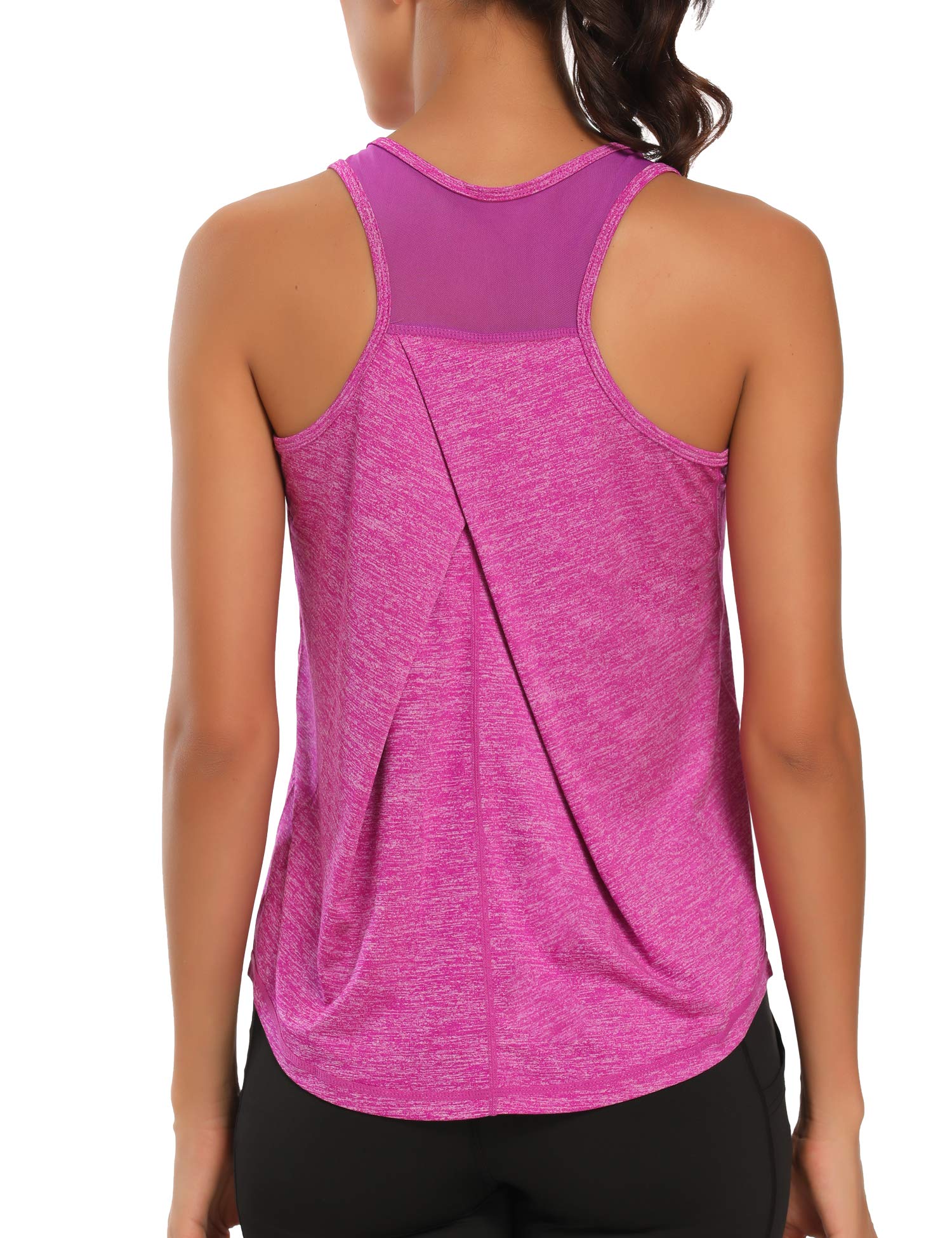 Photo 1 of Aeuui Womens Workout Tops for Women Racerback Mesh Yoga Shirts Athletic Running Tank Tops Sleeveless Gym Clothes Dark Purple L 