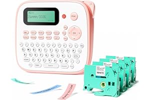 Suminey Pink Label Maker Machine, D210S Easy Portable QWERTY Keyboard Labeler,One Touch Keys, Handheld Label Maker and Printer for Labeling Bottle, Jar, for Home Office School Kids Organization