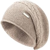 QUEENFUR Knit Slouchy Beanie Hats for Women Cashmere Ski Cap Knitted Wool Soft Warm Winter Hat