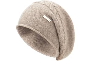 Queenfur Knit Slouchy Beanie Hats for Women Cashmere Ski Cap Knitted Wool Soft Warm Winter Hat