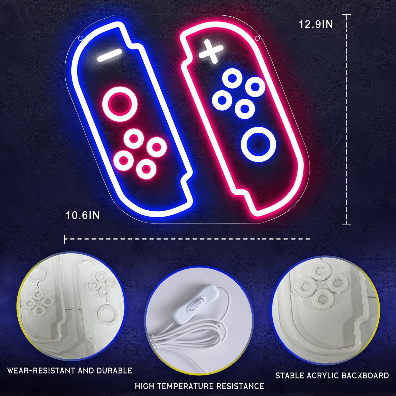 Switch Neon SignSwitch Gaming Neon Sign, Gamer Neon Sign for Gaming Room Decor-USB Powered Retro Game Console LED Neon Gaming Sign for Gaming Wall Decor, Boys Room Decor, Man Cave,