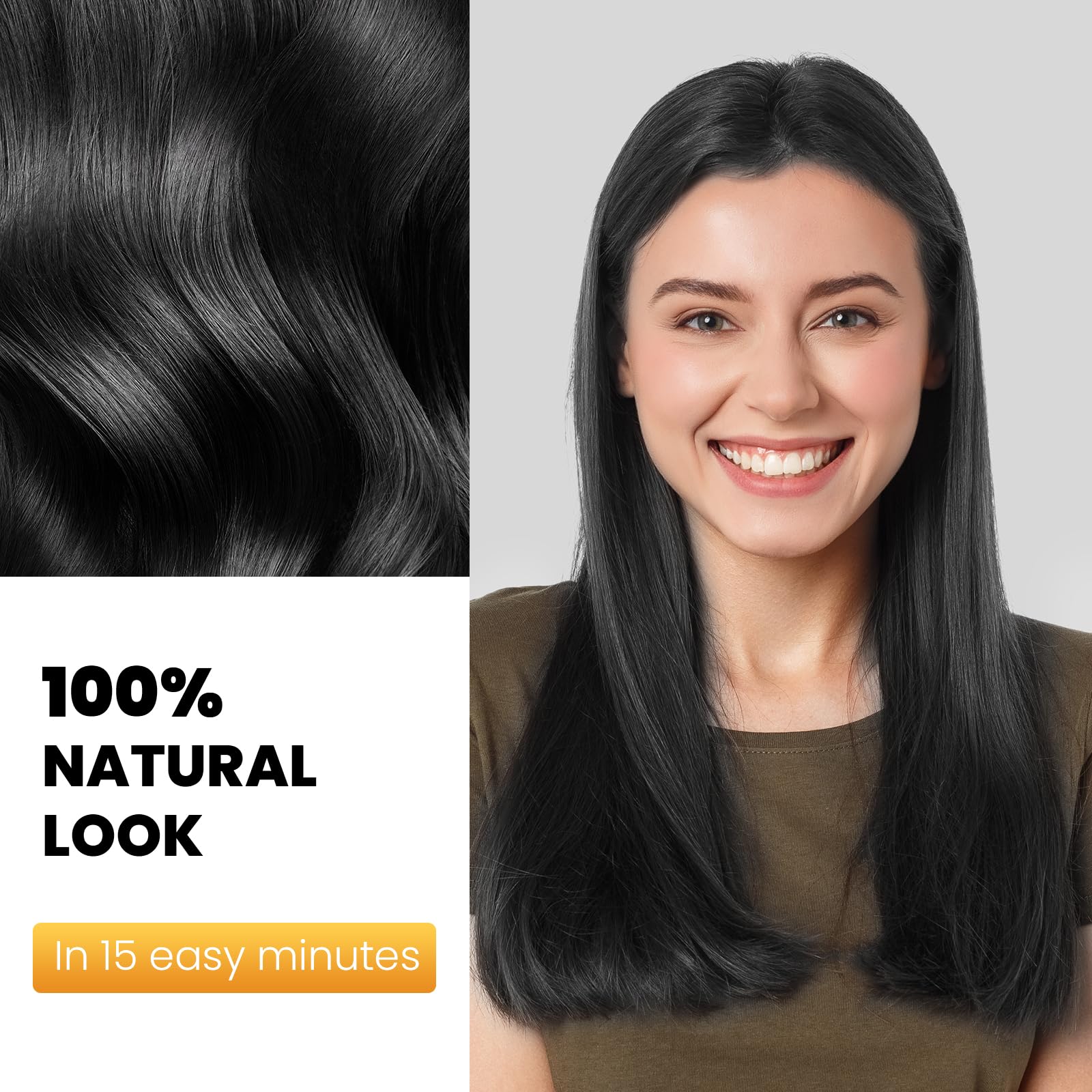 KAISASA Black Hair Dye Shampoo 3 in 1, Hair Color Shampoo for Women and Men, Hair Dye to Cover Gray Hair, Herbal Ingredient Shampoos for Grey Hair Coverage 500ml (Black)