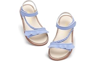 PHIRAMIN Toddler Girl Sandals - Flower Girl Dress Shoes Open Toe Little Kid Summer Flats