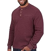 The American Outdoorsman Sherpa Lined Waffle Henley for Men - Thermal Long Sleeve Shirt Bonded Sherpa Lining For Outdoors