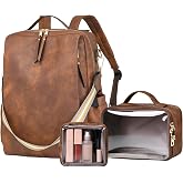 Dora &amp; Liz Leather Laptop Backpack for Women, 15.6 Inch Travel Computer Bag | Built-in 15.6 inch laptop compartment, ideal backpack for college, office work and daily travel