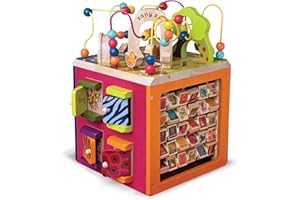 B. Toys – Wooden Activity Cube – Activity Center – Educational Toy – Wooden Toys for Toddlers, Kids – 1 Year + – Zany Zoo