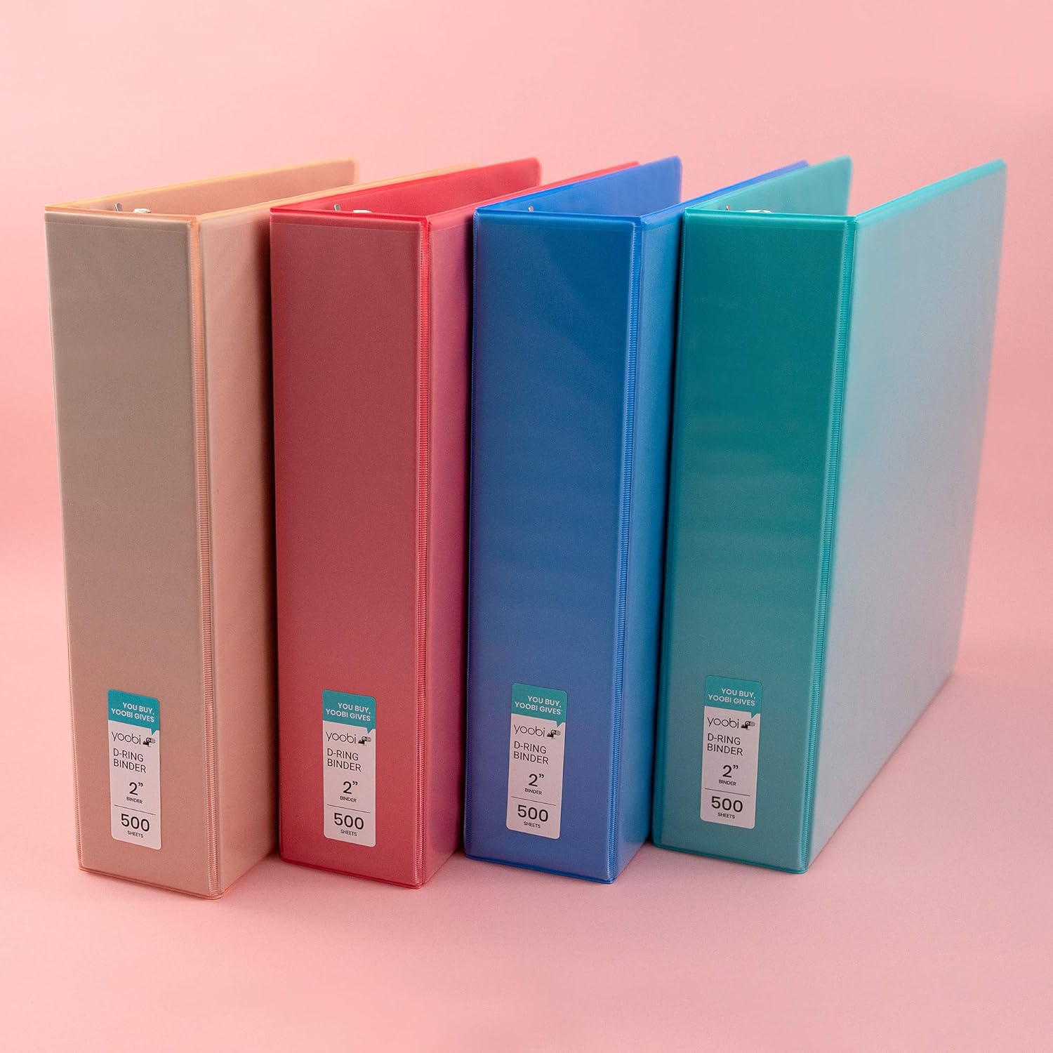 Yoobi | 3-Ring Binders | 2 Inch D-Ring | Solid Multicolor Variety Pack of 4 : Office Products