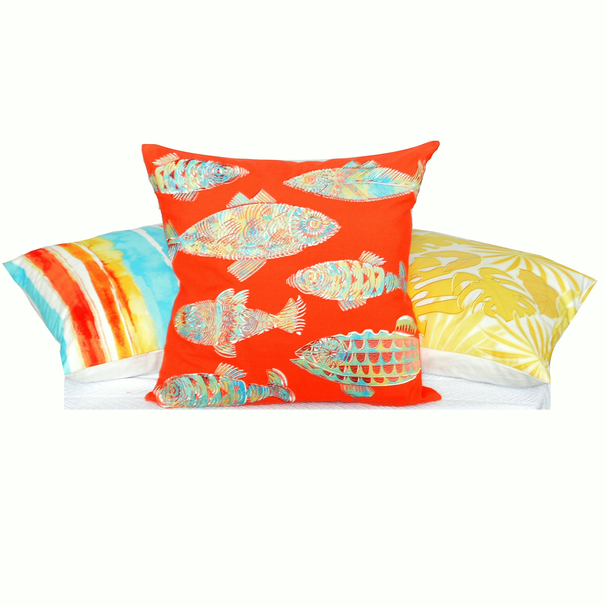 Tommy Bahama Home Batic Fish 20inch Decorative Pillow, 1 Count (Pack