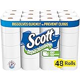Scott Rapid-Dissolving Toilet Paper, 48 Double Rolls (6 Packs of 8) = 96 Regular Rolls, 231 Sheets Per Rolls
