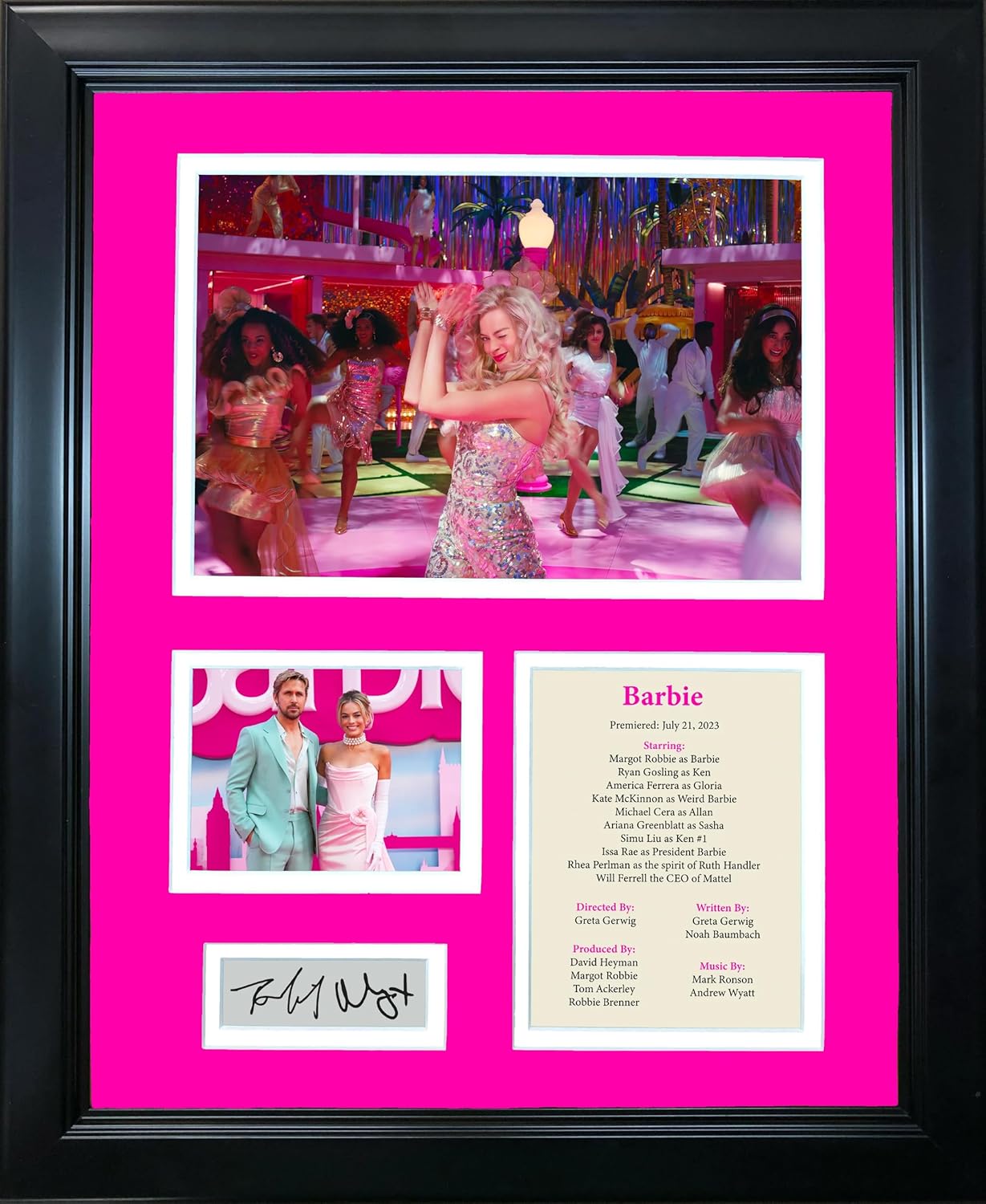 Photographs - HOFSM.COM Hall of Fame Sports Memorabilia Framed Barbie Movie Margot Robbie & Ryan Gosling Dual Facsimile Laser Engraved Signature Auto 12