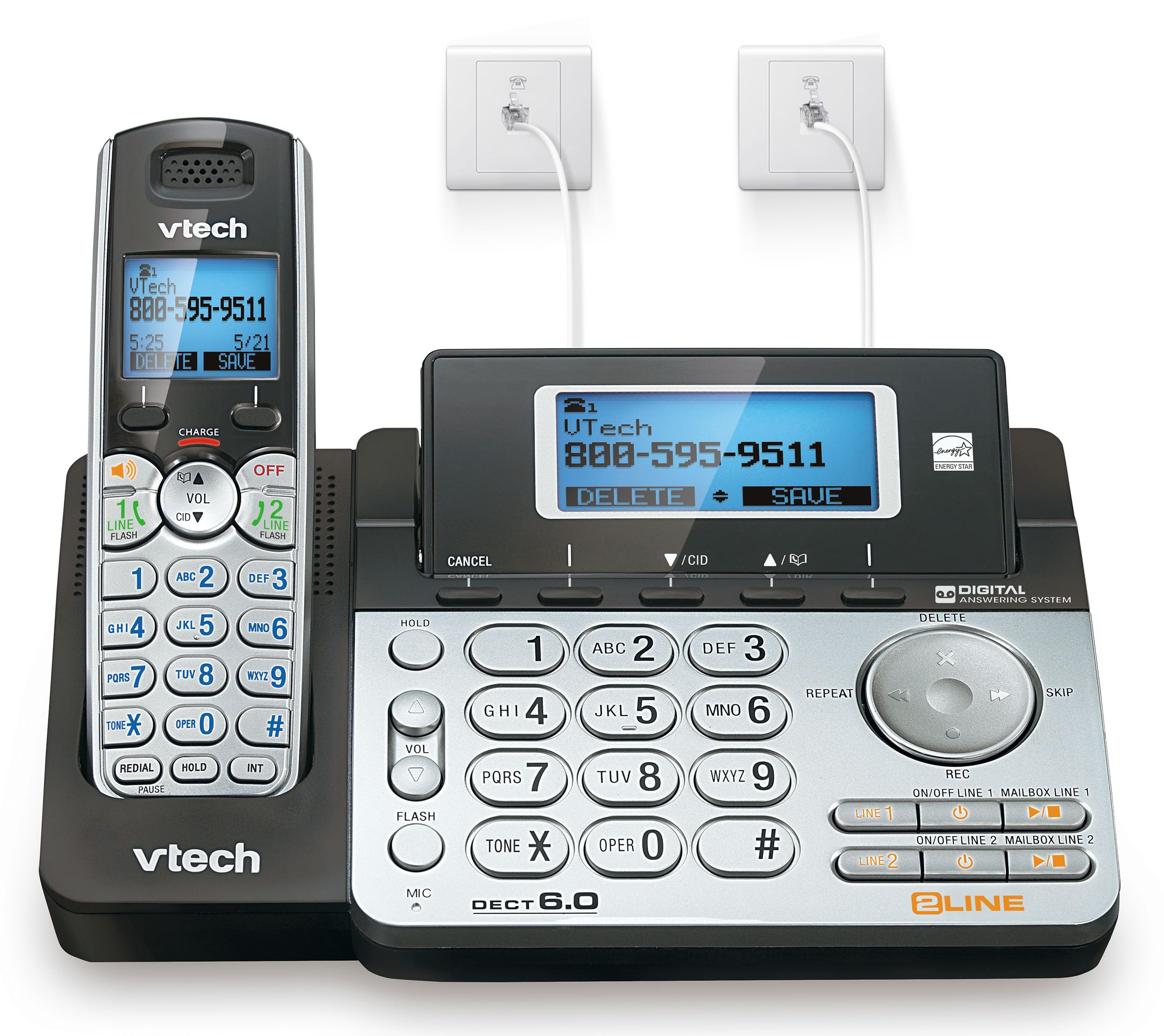 VTech 2-Line Cordless Phone for Small Business or