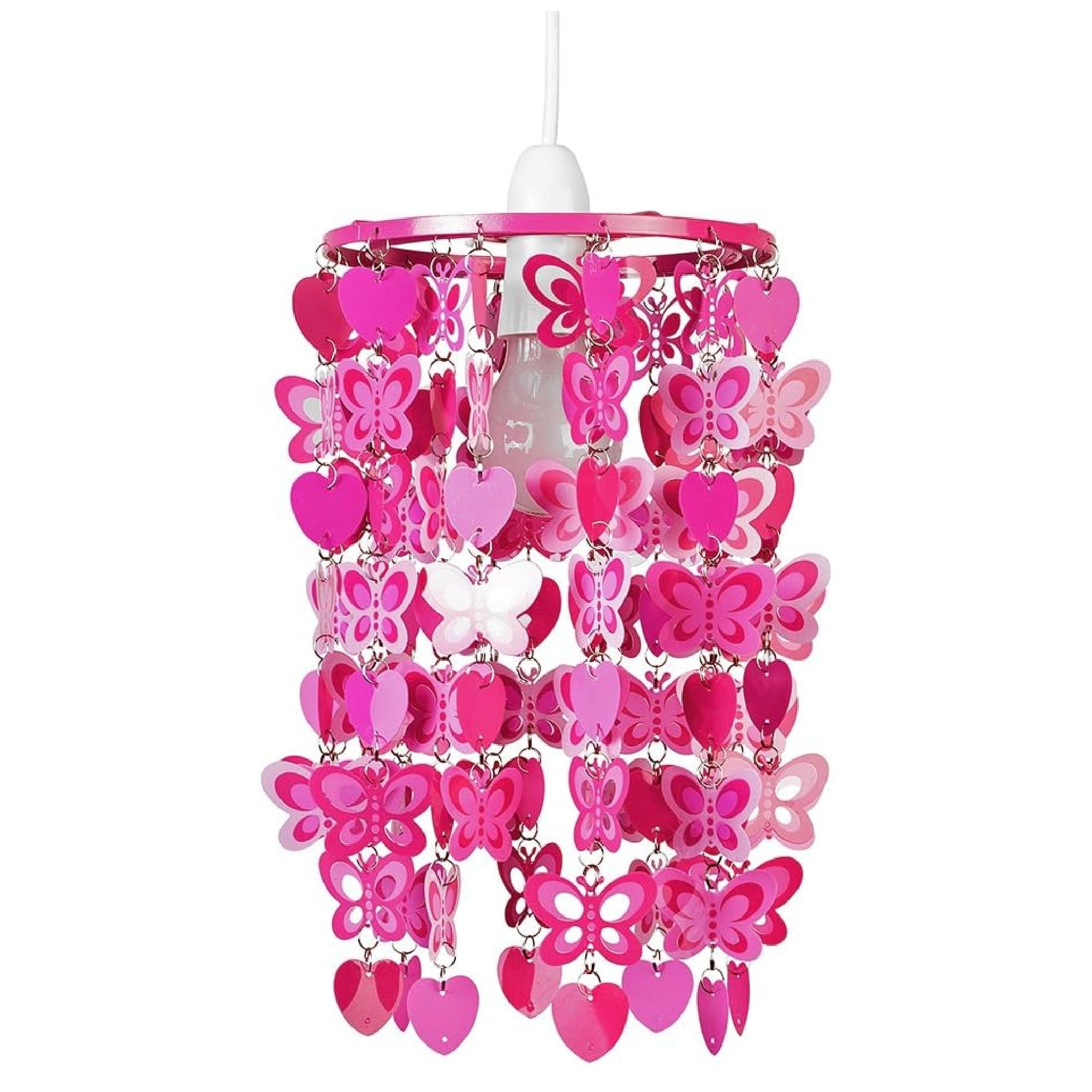 MiniSun | Pink Hearts and Butterflies Ceiling Light Shade | Pendant Lights, Home Décor & Improvement Essential | 18cm Shade Width